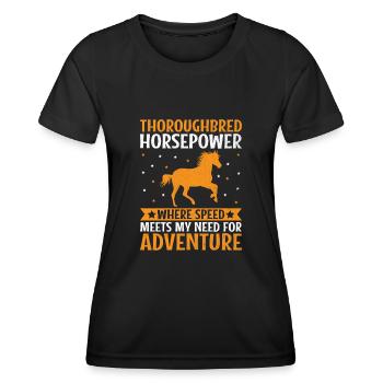 Courses de chevaux pur-sang Équitation Chevaux équestres - T-shirt sport Femme - noir - Devant - AI Model Female 172 light (172cm)