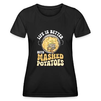 Kartoffelbrei Kartoffelpüree - Frauen Funktions-T-Shirt - Schwarz - Vorne - AI Model Female 172 light (172cm)