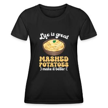 Kartoffelbrei Kartoffelpüree - Frauen Funktions-T-Shirt - Schwarz - Vorne - AI Model Female 172 light (172cm)