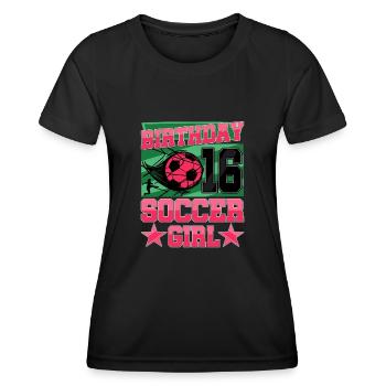 16e anniversaire Fille Football 16 ans Cadeaux - T-shirt sport Femme - noir - Devant - AI Model Female 172 light (172cm)