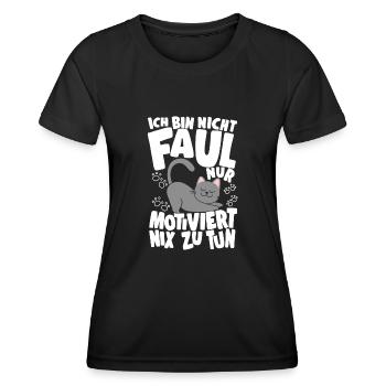 Katzenfans Motiviert Nix Zu Tun Lustige - Frauen Funktions-T-Shirt - Schwarz - Vorne - AI Model Female 172 light (172cm)