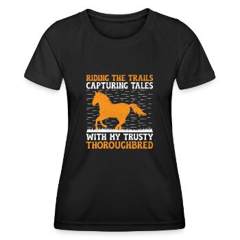 Courses de chevaux pur-sang Équitation Chevaux équestres - T-shirt sport Femme - noir - Devant - AI Model Female 172 light (172cm)