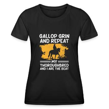 Courses de chevaux pur-sang Équitation Chevaux équestres - T-shirt sport Femme - noir - Devant - AI Model Female 172 light (172cm)