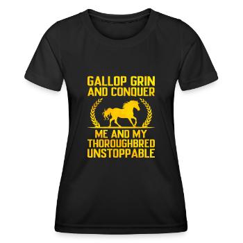 Courses de chevaux pur-sang Équitation Chevaux équestres - T-shirt sport Femme - noir - Devant - AI Model Female 172 light (172cm)