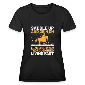 Courses de chevaux pur-sang Équitation Chevaux équestres - T-shirt sport Femme - noir - Devant - AI Model Female 172 light (172cm)