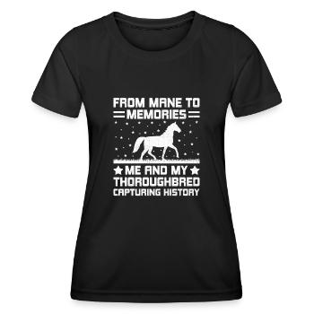 Courses de chevaux pur-sang Équitation Chevaux équestres - T-shirt sport Femme - noir - Devant - AI Model Female 172 light (172cm)