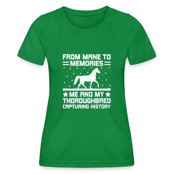 Thoroughbred Horse Racing Riding Equestian Horses - Women's Functional T-Shirt - kelly green - Front - AI Model Female 172 dark (172cm)