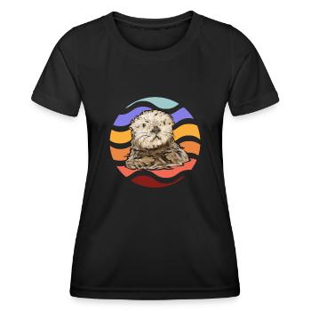 Seeotter - Frauen Funktions-T-Shirt - Schwarz - Vorne - AI Model Female 172 light (172cm)