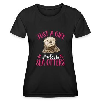 Seeotter - Frauen Funktions-T-Shirt - Schwarz - Vorne - AI Model Female 172 light (172cm)