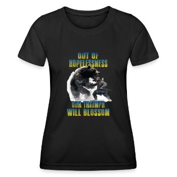Ukraine T soutien soldats Ukraine Stand with - T-shirt sport Femme - noir - Devant - AI Model Female 172 light (172cm)