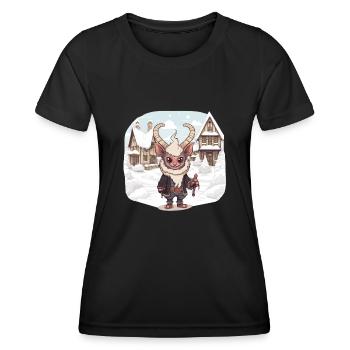 Kawaii Krampus Perchtenmaske Kawaii Krampus - Frauen Funktions-T-Shirt - Schwarz - Vorne - AI Model Female 172 light (172cm)