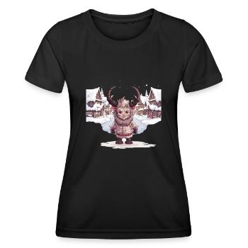 Kawaii Krampus Perchtenmaske Krampus T-Shirt - Frauen Funktions-T-Shirt - Schwarz - Vorne - AI Model Female 172 light (172cm)