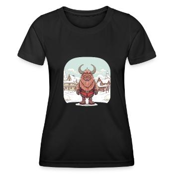 Krampus T | Costume Krampus | Père Noël Kawaii - T-shirt sport Femme - noir - Devant - AI Model Female 172 light (172cm)