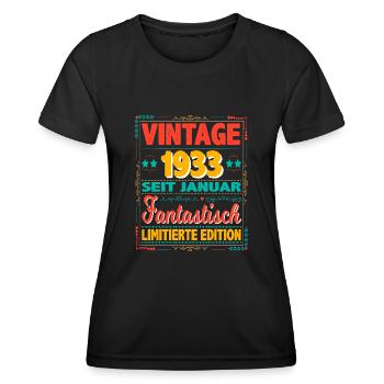 January 1933 Vintage Fantastic 91 Years Man - Women's Functional T-Shirt - black - Front - AI Model Female 172 light (172cm)