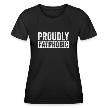 Fièrement grossophobe - T-shirt sport Femme - noir - Devant - AI Model Female 172 light (172cm)