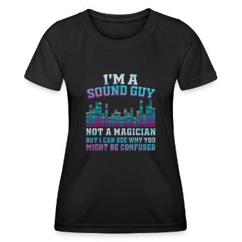 Le gars du son n’est pas un magicien - T-shirt sport Femme - noir - Devant - AI Model Female 172 light (172cm)