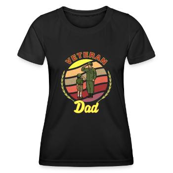 Vétéran Papa Papa Père Enfants Militaire Soldat - T-shirt sport Femme - noir - Devant - AI Model Female 172 light (172cm)