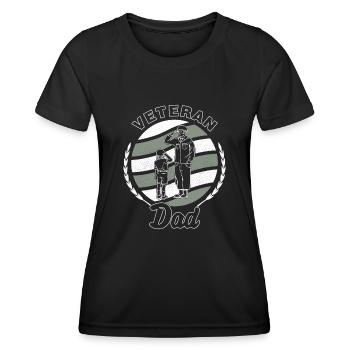 Vétéran Papa Papa Père Enfants Militaire Soldat - T-shirt sport Femme - noir - Devant - AI Model Female 172 light (172cm)
