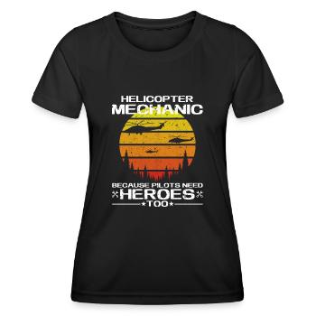 Hubschraubermechaniker-Heldenstolz - Frauen Funktions-T-Shirt - Schwarz - Vorne - AI Model Female 172 light (172cm)