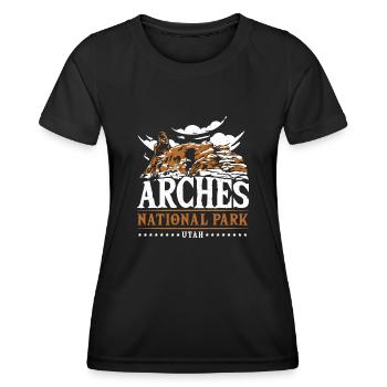 Arch Wilderness Wandern Arches National Park - Frauen Funktions-T-Shirt - Schwarz - Vorne - AI Model Female 172 light (172cm)