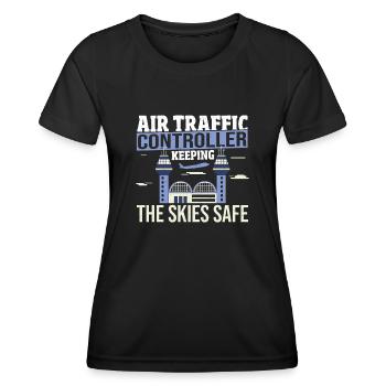 Radar Piloten Landebahn Fluglotsen Dekorationen - Frauen Funktions-T-Shirt - Schwarz - Vorne - AI Model Female 172 light (172cm)