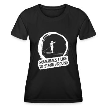 SUP Board Stand up Paddling Paddle - Women's Functional T-Shirt - black - Front - AI Model Female 172 light (172cm)