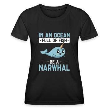 Narwhal Unicorn Whale - Women's Functional T-Shirt - black - Front - AI Model Female 172 light (172cm)