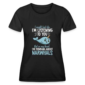Narwhal Unicorn Whale - Women's Functional T-Shirt - black - Front - AI Model Female 172 light (172cm)