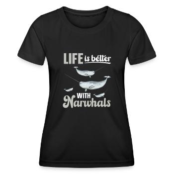 Narwhal Unicorn Whale - Women's Functional T-Shirt - black - Front - AI Model Female 172 light (172cm)
