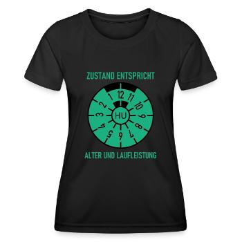 HU - L’état correspond à l’âge et au kilométrage - T-shirt sport Femme - noir - Devant - AI Model Female 172 light (172cm)