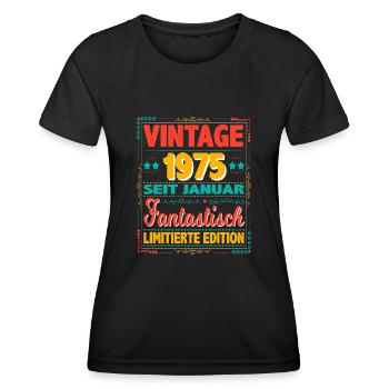 January 1975 Vintage Fantastic 49 Years Man - Women's Functional T-Shirt - black - Front - AI Model Female 172 light (172cm)