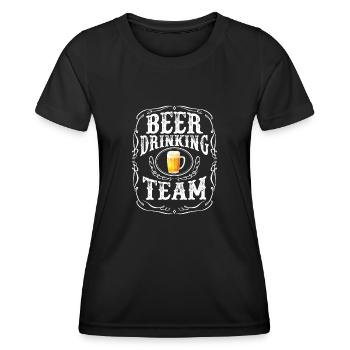 Bier trinkendes Team T-Shirt - Beliebter Alkoholiker - Frauen Funktions-T-Shirt - Schwarz - Vorne - AI Model Female 172 light (172cm)