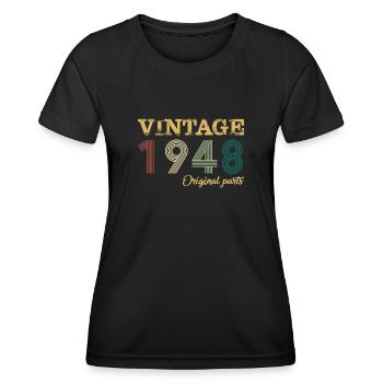Vintage 1948 Original Parts Year Of Birth Birthday - Women's Functional T-Shirt - black - Front - AI Model Female 172 light (172cm)