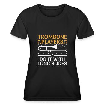 Posaunist Posaunist Marching Band Posaune - Frauen Funktions-T-Shirt - Schwarz - Vorne - AI Model Female 172 light (172cm)