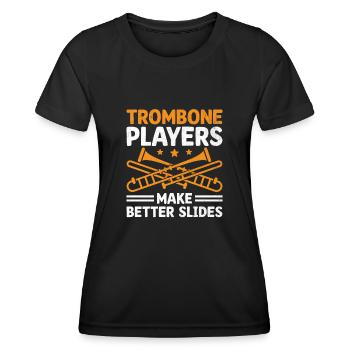 Posaunist Posaunist Marching Band Posaune - Frauen Funktions-T-Shirt - Schwarz - Vorne - AI Model Female 172 light (172cm)