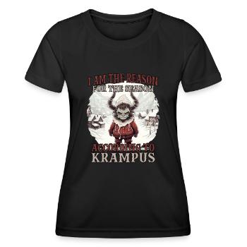 Krampus T Dämonischer Weihnachtsmann Kramperl - Frauen Funktions-T-Shirt - Schwarz - Vorne - AI Model Female 172 light (172cm)
