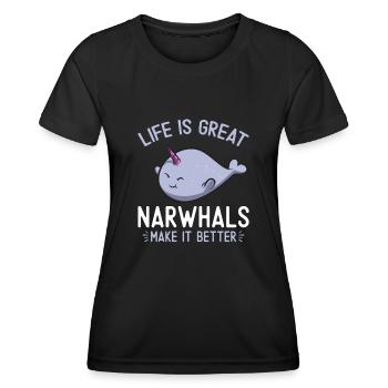 Narwhal Unicorn Whale - Women's Functional T-Shirt - black - Front - AI Model Female 172 light (172cm)