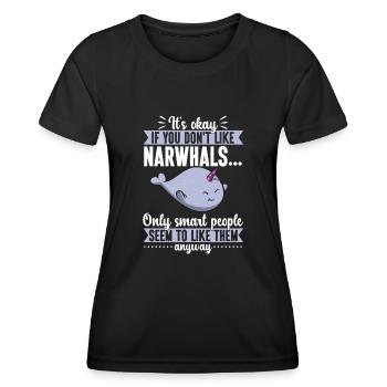 Narwhal Unicorn Whale - Women's Functional T-Shirt - black - Front - AI Model Female 172 light (172cm)