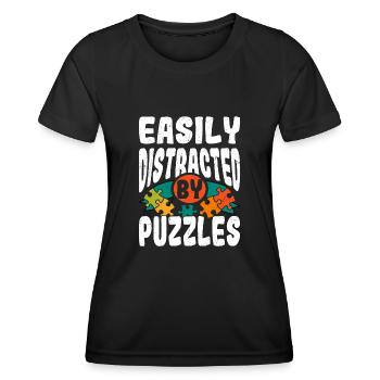 Facilement distrait par les puzzles Jigsaw Puzzle Piece - T-shirt sport Femme - noir - Devant - AI Model Female 172 light (172cm)