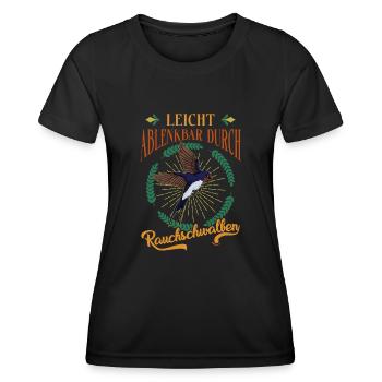 Facilement distrait par les hirondelles rustiques - T-shirt sport Femme - noir - Devant - AI Model Female 172 light (172cm)