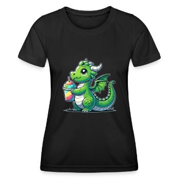 Drache mit Matsch-Eis - Frauen Funktions-T-Shirt - Schwarz - Vorne - AI Model Female 172 light (172cm)
