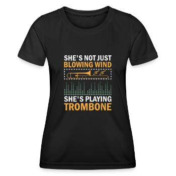 Posaunist Posaunist Marching Band Posaune - Frauen Funktions-T-Shirt - Schwarz - Vorne - AI Model Female 172 light (172cm)