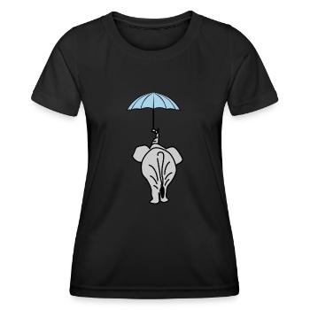 Elephant with Umbrella Elephants - Frauen Funktions-T-Shirt - Schwarz - Vorne - AI Model Female 172 light (172cm)