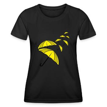Yellow Umbrellas Umbrella - Frauen Funktions-T-Shirt - Schwarz - Vorne - AI Model Female 172 light (172cm)