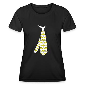 Yellow Umbrella Tie with Umbrellas - Frauen Funktions-T-Shirt - Schwarz - Vorne - AI Model Female 172 light (172cm)