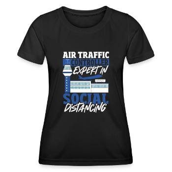 Radar Avion Aéroport Contrôleur De La Circulation Aérienne Uniforme - T-shirt sport Femme - noir - Devant - AI Model Female 172 light (172cm)