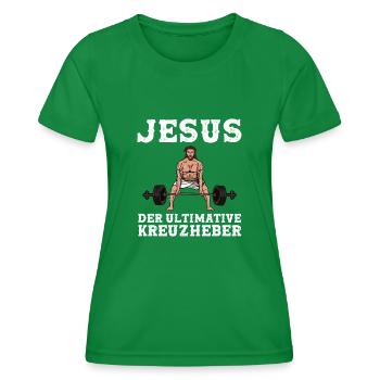 Jésus, l’ultime crucifix - T-shirt sport Femme - vert - Devant - AI Model Female 172 dark (172cm)