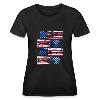 American Helicopter Pilot US Pride - Women's Functional T-Shirt - black - Front - AI Model Female 172 light (172cm)
