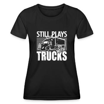 Truck Driver Truck Driver Plays With Trucks - Women's Functional T-Shirt - black - Front - AI Model Female 172 light (172cm)