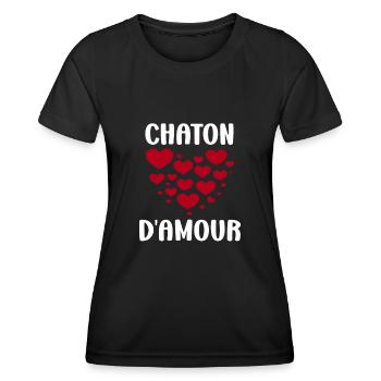 Chaton - T-shirt sport Femme - noir - Devant - AI Model Female 172 light (172cm)